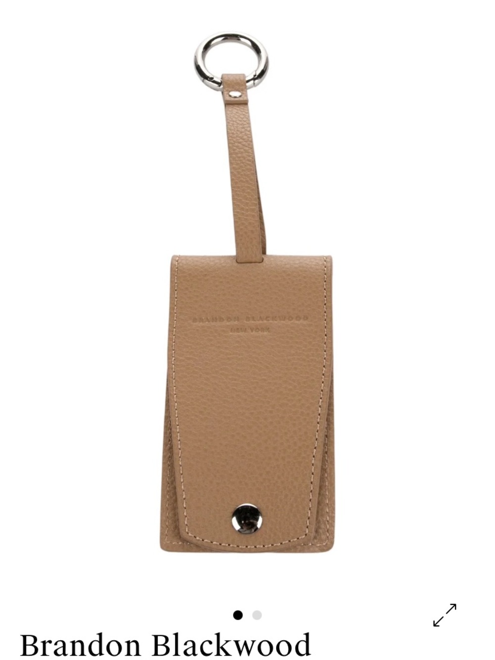 Brandon Blackwood Black Leather Luggage Tag with Silver Hardware